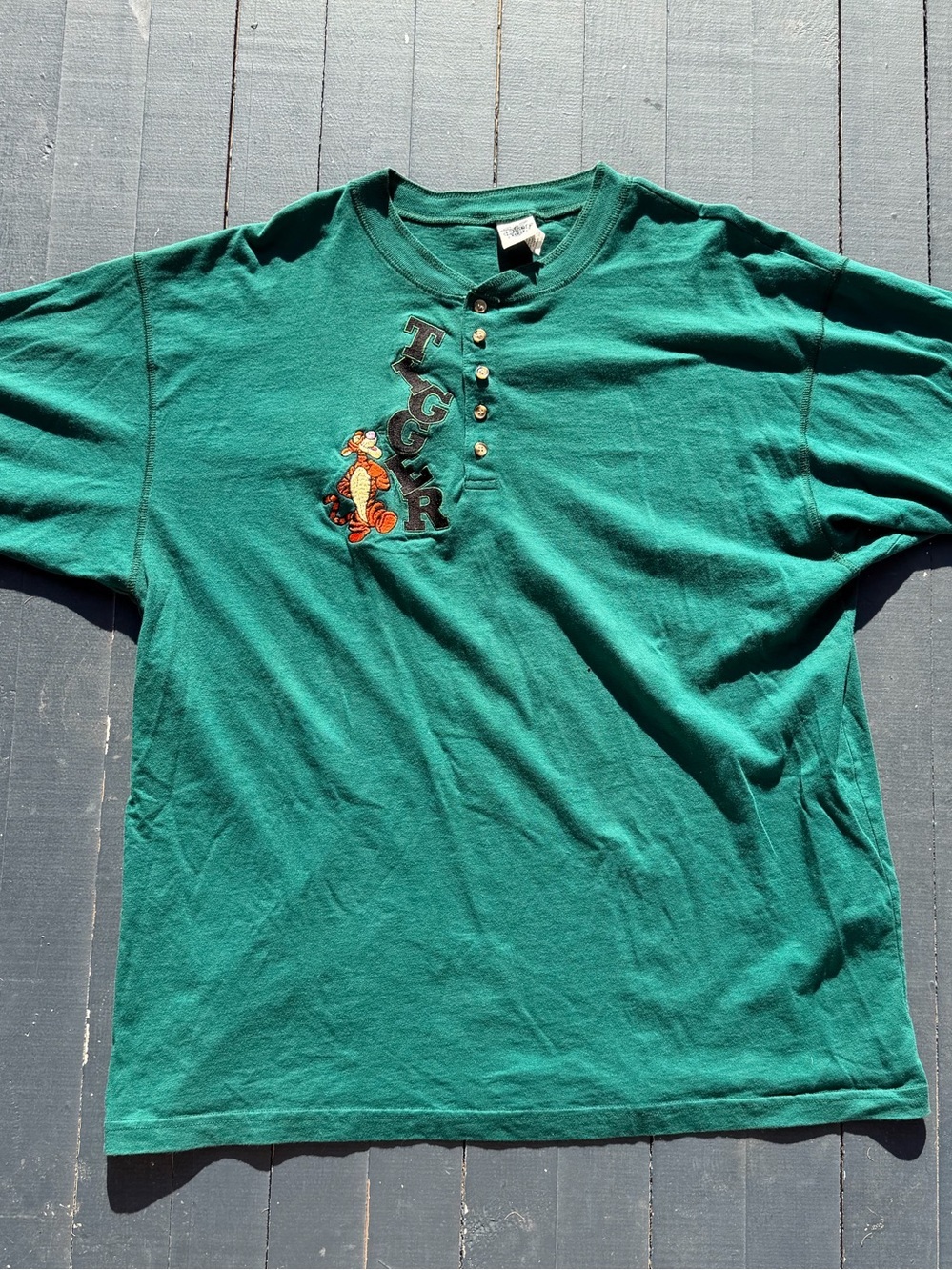 Disney Green Henley Tigger Graphic Short-Sleeve Shirt
